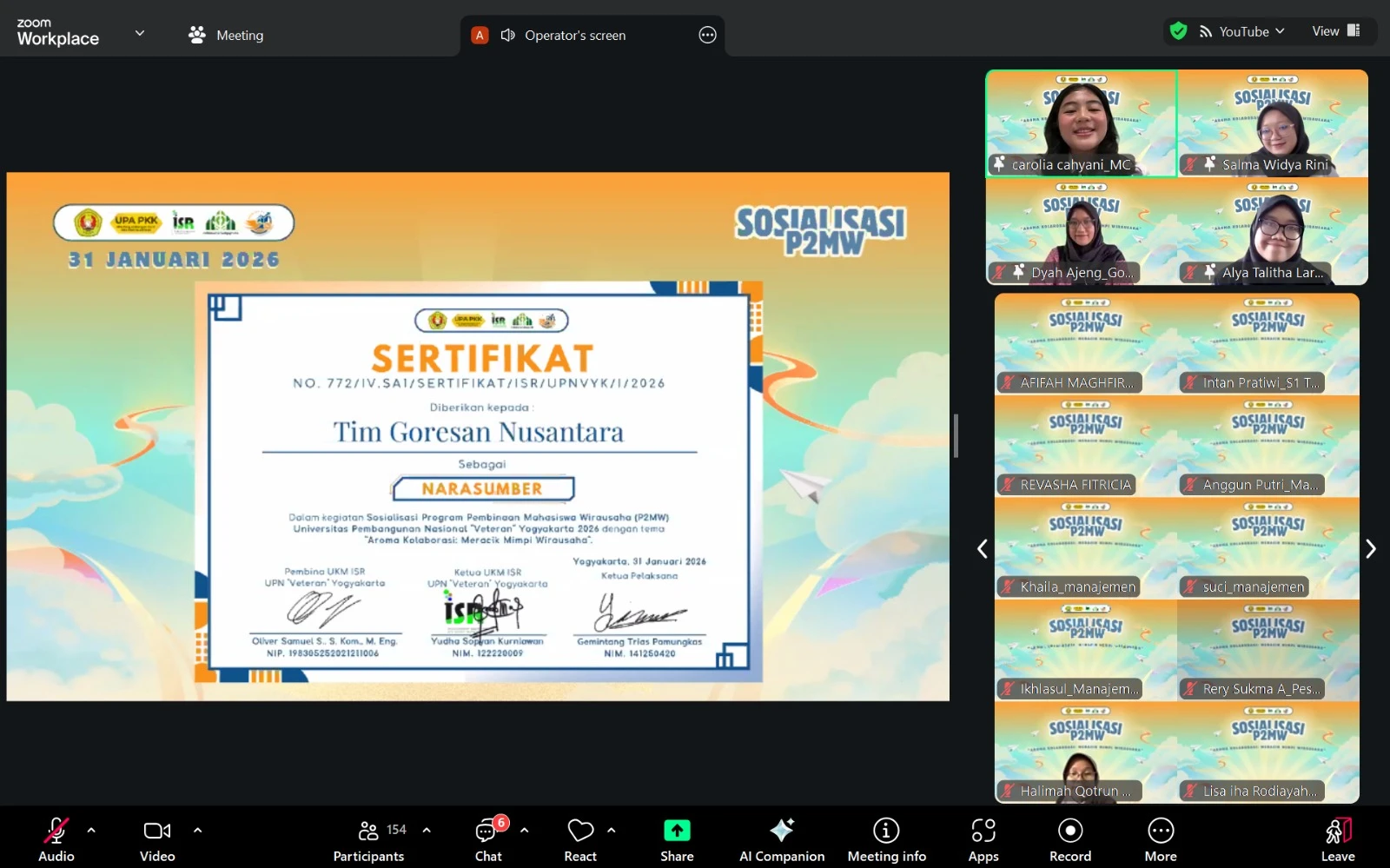 Gambar 2. Kegiatan Pemaparan Materi dan Sharing Session Bersama Tim Goresan Nusantara